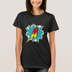 Bokstav A Superhjälte Namn Tecknad Bokstav Retro K T Shirt