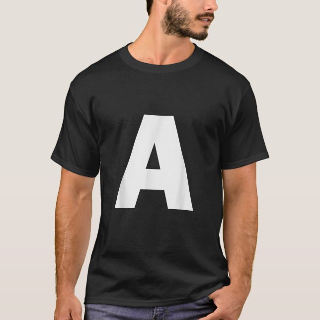 Bokstav A Versal Alfabet Monogram Initial  T Shirt (Framsida)