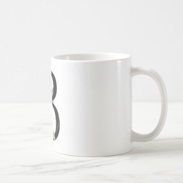 Bokstav 'B' i botanisk stil, Naturinspirerad monog Kaffemugg (Höger)