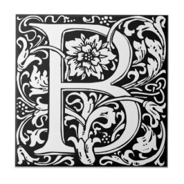 Bokstav B Medeltida Monogram Art Nouveau Kakelplatta