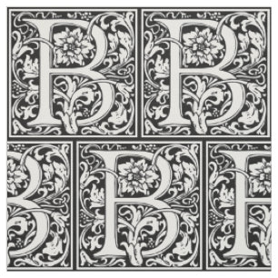 Bokstav B Medeltida Monogram Art Nouveau Tyg