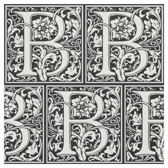 Bokstav B Medeltida Monogram Art Nouveau Tyg (Provkarta)