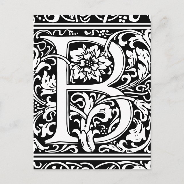 Bokstav B medeltida monogram Art Nouveau Vykort (Framsida)