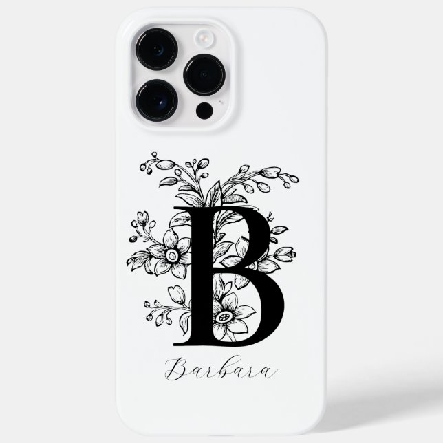 Bokstav B Namn Botanisk Blommig Monogram    (Baksida)