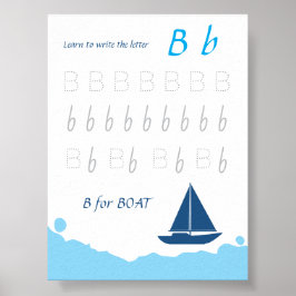 Bokstav B Spårningsaffisch för Barn | B är för Båt Poster