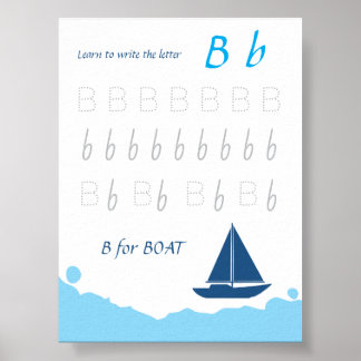 Bokstav B Spårningsaffisch för Barn | B är för Båt Poster