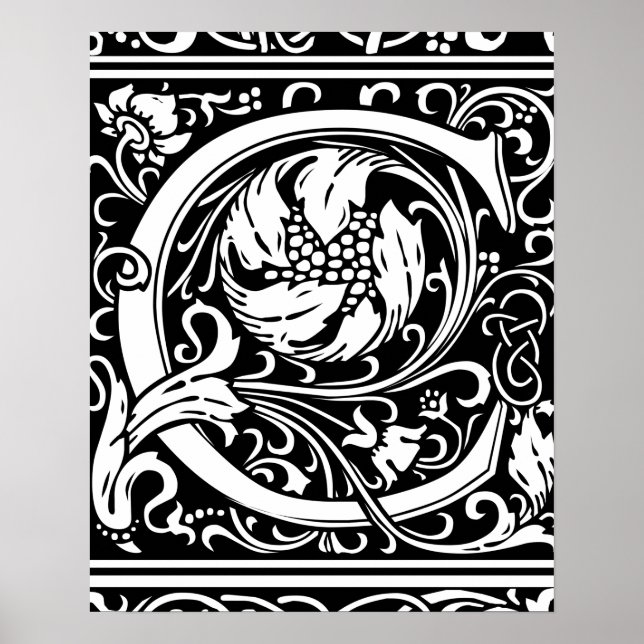 Bokstav C medeltida monogram Art Nouveau Poster (Framsidan)