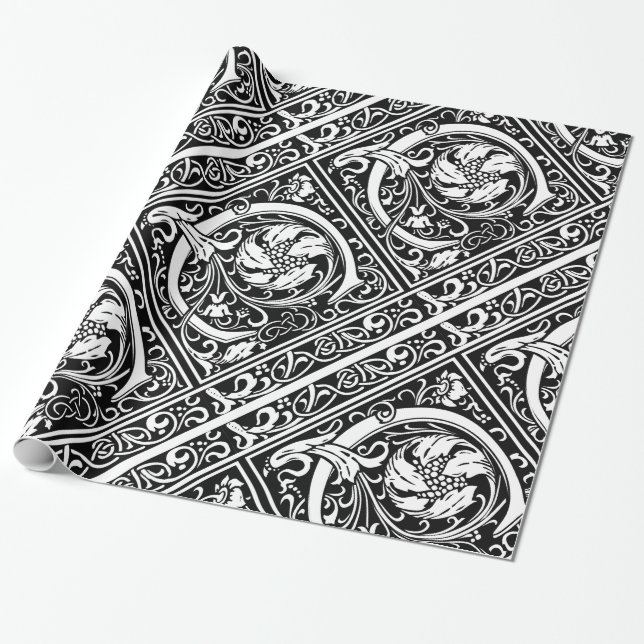 Bokstav C medeltida monogram Art Nouveau Presentpapper (Utrullad)