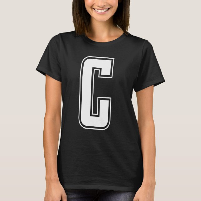 Bokstav C Versal Alfabet Initial Cheerleading Enhö T Shirt (Framsida)