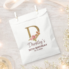 Bokstav D Guldmonogram Rosa Rosor