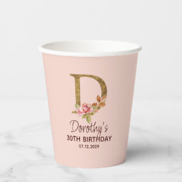 Bokstav D Guldmonogram Rosa Rosor