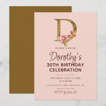Bokstav D Guldmonogram Rosa Rosor