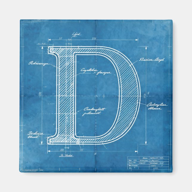 Bokstav D i monogramstil ritning Magnet (Framsidan)