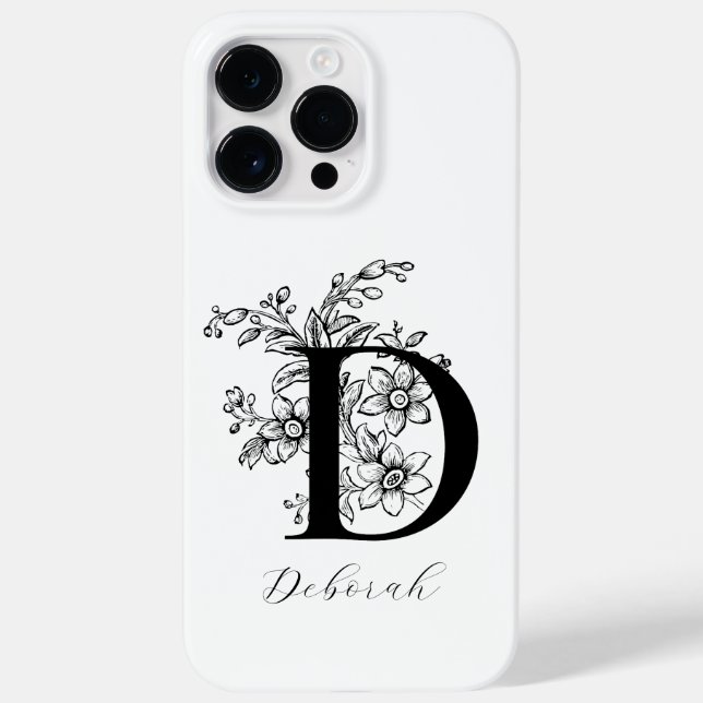 Bokstav D namn i botaniskt blomster monogram   (Baksida)