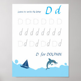Bokstav D Spårningsaffisch för Barn Poster