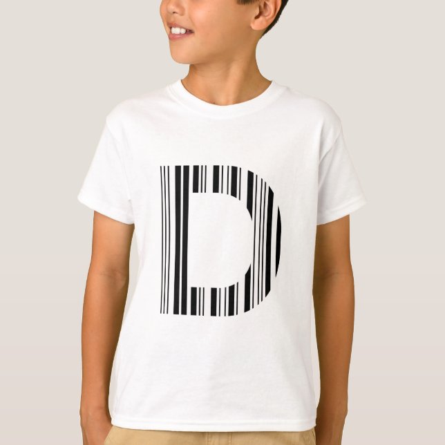 BOKSTAV D STreckkod Första Initial Streckkodsmönst Tee Shirt (Framsida)