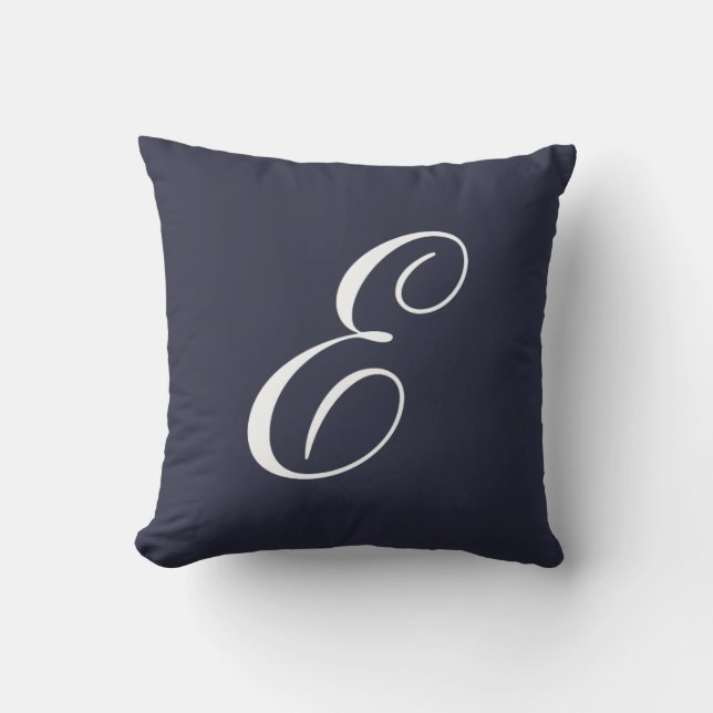 Bokstav E Marinblå Monogramm Kudde (Framsida)