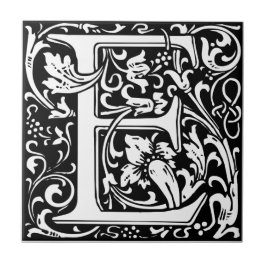Bokstav E medeltida monogram Art Nouveau Kakelplatta