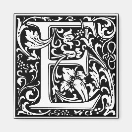 Bokstav E medeltida monogram vintage initial Magnet