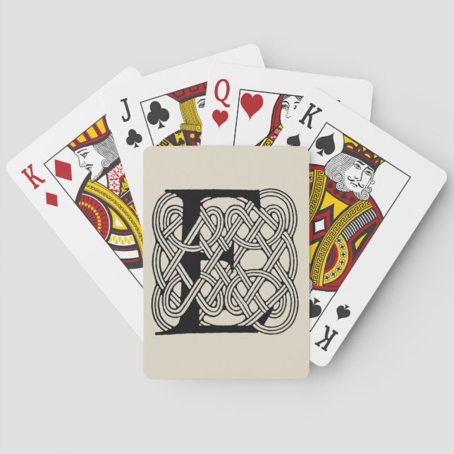 Bokstav E Monogram Vintage Keltisk Knuttryck Casinokort (Baksidan)