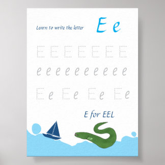 Bokstav E Spårningsaffisch för Barn Poster