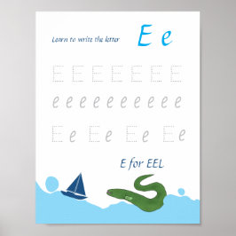 Bokstav E Spårningsaffisch för Barn Poster