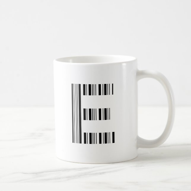 BOKSTAV E STreckKod Första Initial Streckkodsmönst Kaffemugg (Höger)