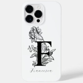 Bokstav F med botaniskt monogram i blomsterstil Na