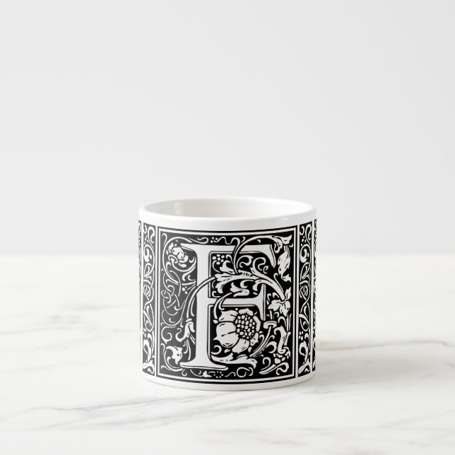 Bokstav F medeltida monogram Art Nouveau Espressomugg (Framsidan)