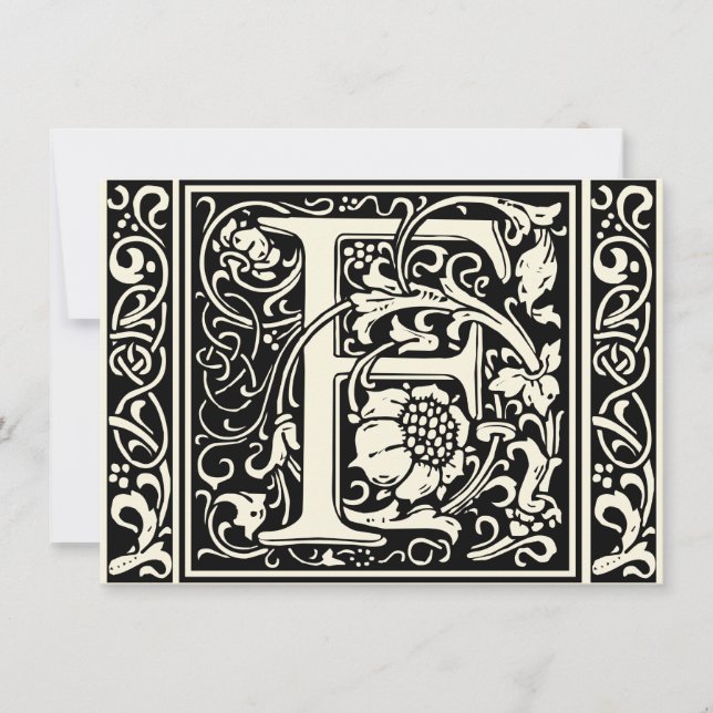 Bokstav F medeltida monogram Art Nouveau Inbjudningar (Framsida)