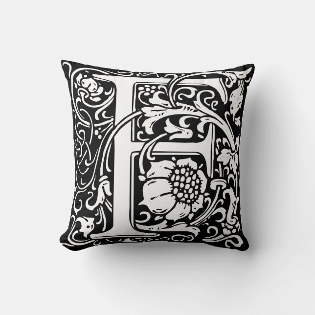 Bokstav F medeltida monogram Art Nouveau Kudde (Framsida)