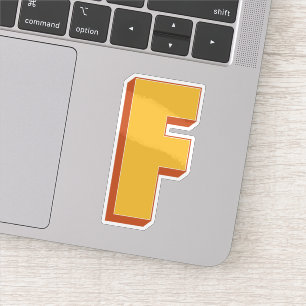 Bokstav F Monogram, Fet 3D Typsnitt Initial Klistermärken
