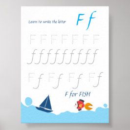 Bokstav F Spårningsaffisch för Barn Poster