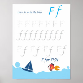Bokstav F Spårningsaffisch för Barn Poster