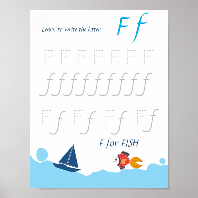 Bokstav F Spårningsaffisch för Barn Poster (Framsidan)