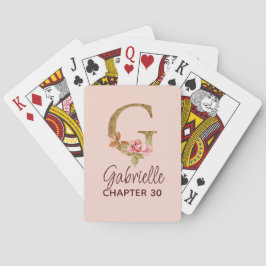 Bokstav G Guldmonogram Rosa Rosor Casinokort