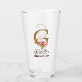 Bokstav G Guldmonogram Rosa Rosor Glaskopp