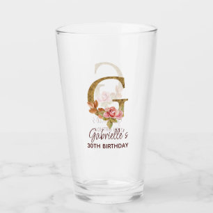 Bokstav G Guldmonogram Rosa Rosor Glaskopp