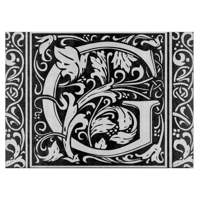 Bokstav G medeltida monogram Art Nouveau (Framsidan)