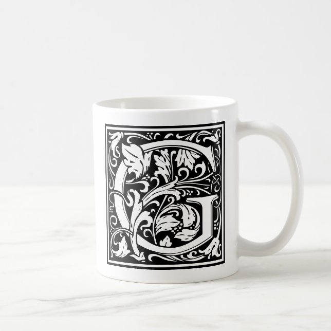 Bokstav G medeltida monogram Art Nouveau Kaffemugg (Höger)