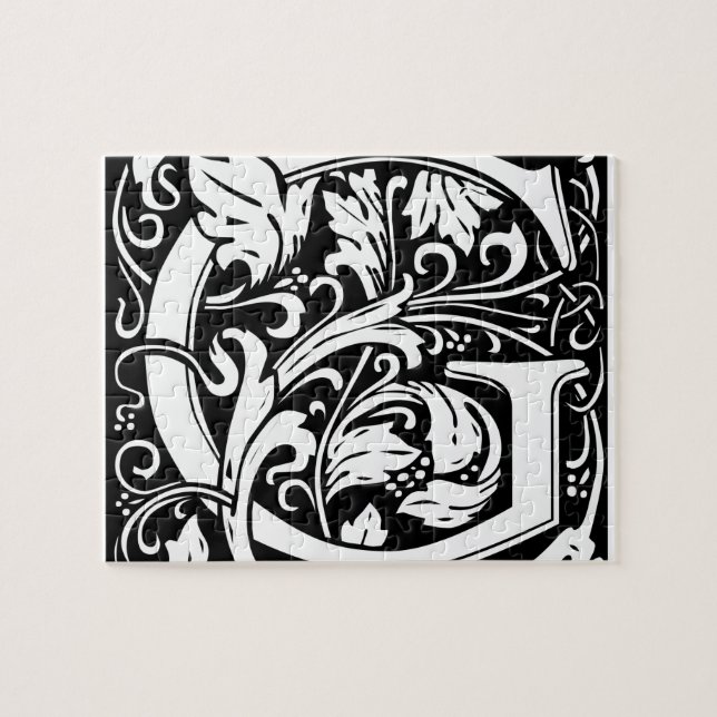 Bokstav G medeltida monogram Art Nouveau Pussel (Horisontell)