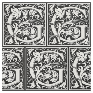 Bokstav G medeltida monogram Art Nouveau Tyg