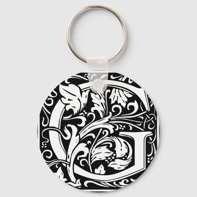 Bokstav G medeltida monogram vintage initial Nyckelring (Framsida)