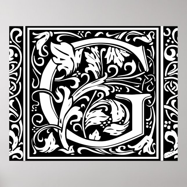 Bokstav G medeltida monogram vintage initial Poster (Framsidan)
