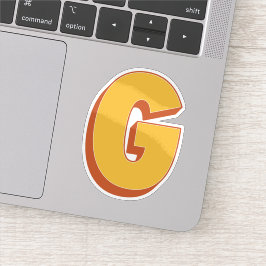 Bokstav G Monogram, Fet 3D Typsnitt Initial  Klistermärken