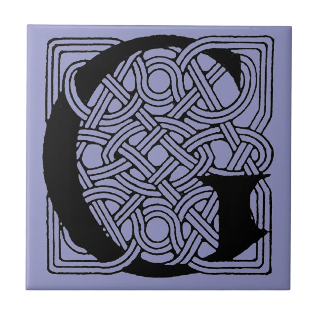 Bokstav G Monogram Vintage Celtic Knottryck Kakelplatta (Framsidan)