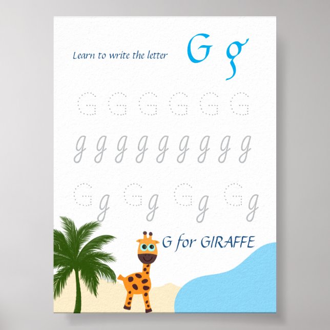 Bokstav G Spårningsaffisch för Barn Poster (Framsidan)