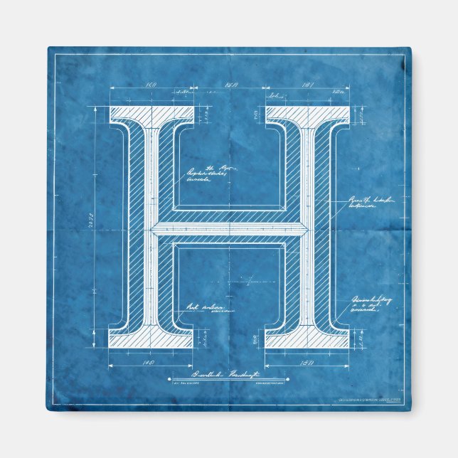 Bokstav H i monogram Magnet (Framsidan)