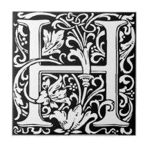 Bokstav H medeltida monogram Art Nouveau