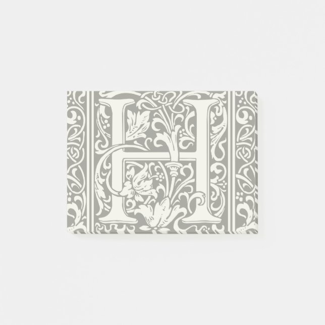 Bokstav H medeltida monogram Art Nouveau Post-it Block (Framsida)